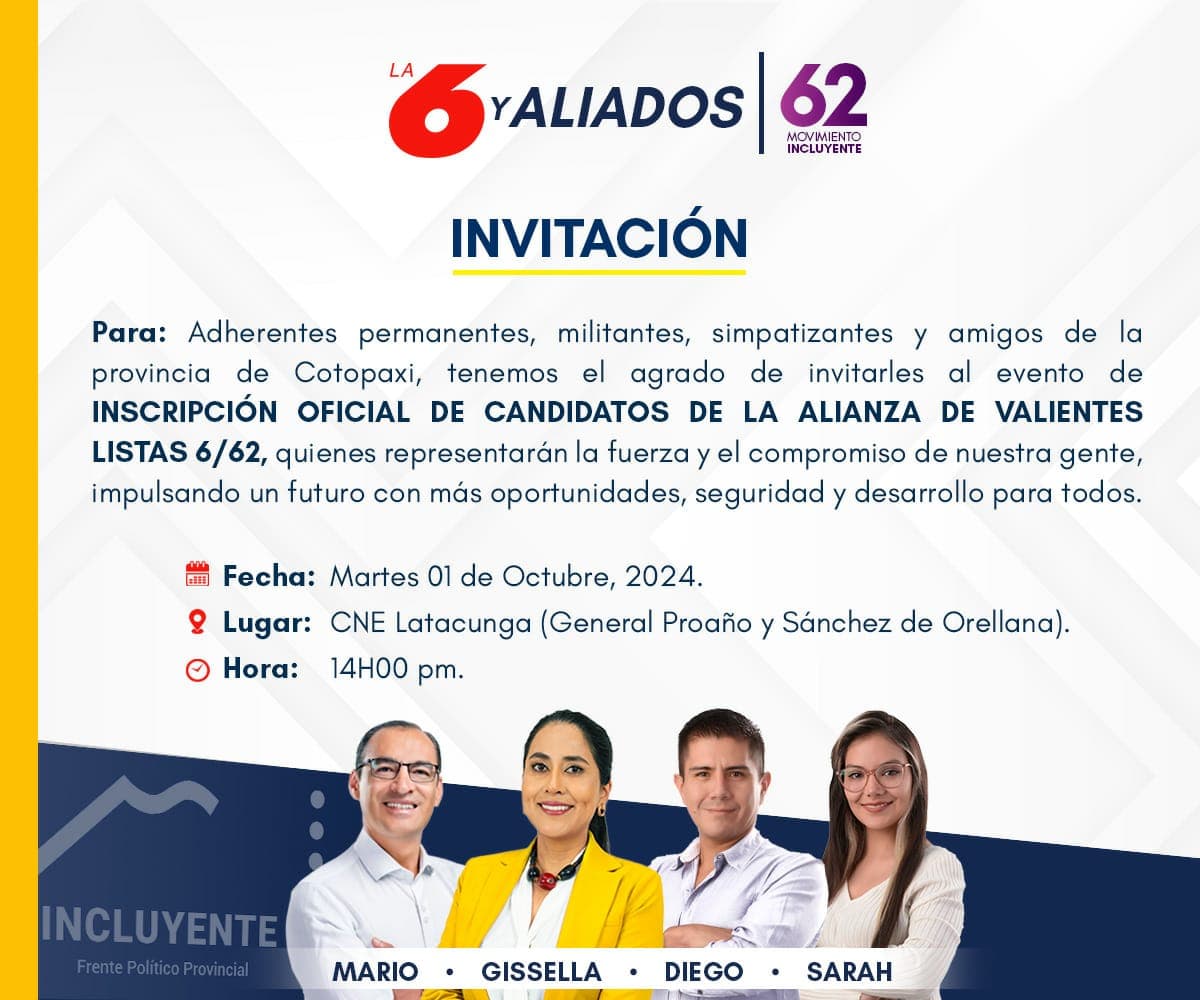 Inscripción oficial de candidatos de la Alianza de Valientes Lista 6-62